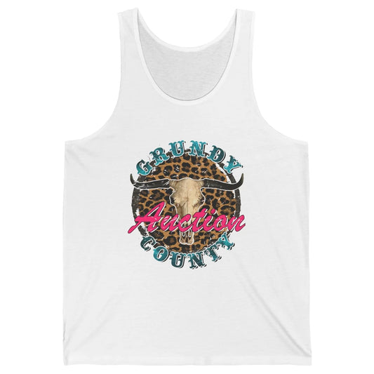 Leopard Grundy County Auction Bull Skull Western Country Unisex Jersey Tank