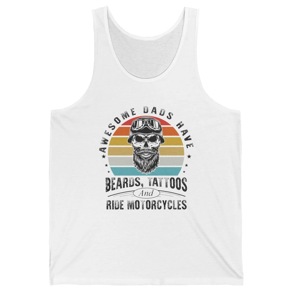 Retro Awesome Dads Have Beards Tattoos And Ride Motorcycles Unisex Jersey Tank