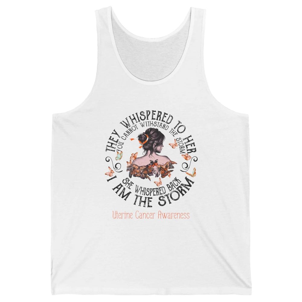 Peach The Storm Strong Woman Uterine Cancer Month Warrior Unisex Jersey Tank