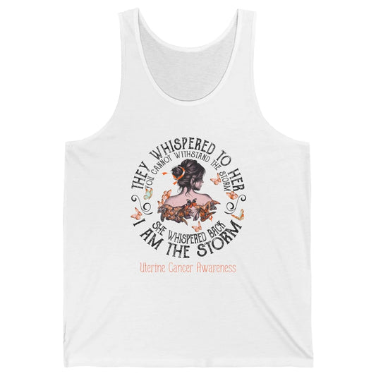 Peach The Storm Strong Woman Uterine Cancer Month Warrior Unisex Jersey Tank