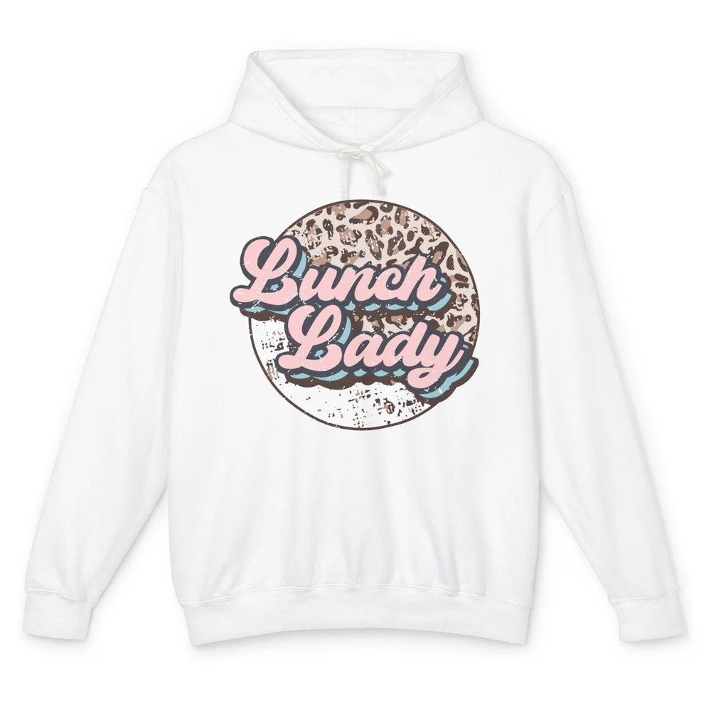 Retro Leopard Lunch Lady Cafeteria Life Lunch Lady Halloween Unisex Lightweight Hoodie