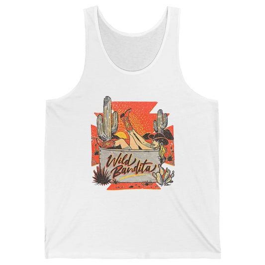 Retro Desert Cactus Cowgirl Wild Bandita Western Country Unisex Jersey Tank