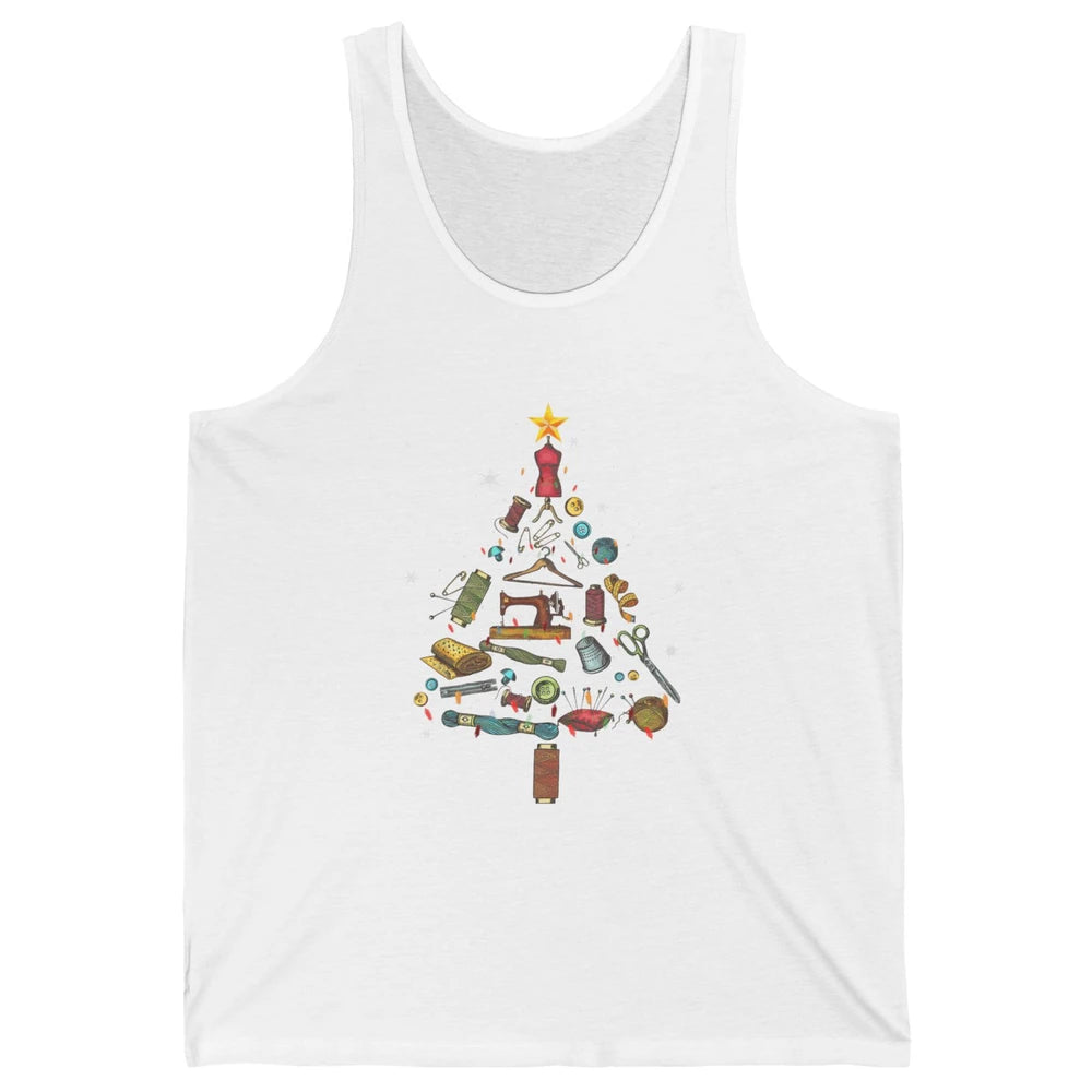 Merry Christmas Sewing Yarn Quilting Xmas Tree Sew Machine Unisex Jersey Tank