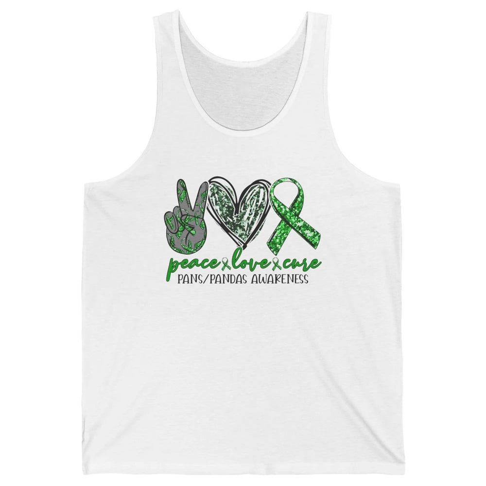 PANS/PANDAS Awareness Green Ribbon Peace Love Cure Unisex Jersey Tank