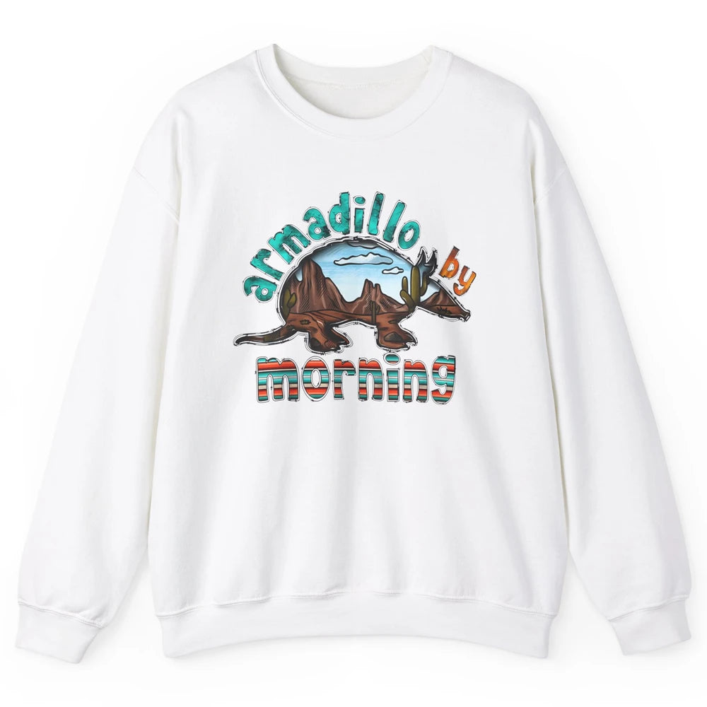 Retro Desert Sunset Armadillo By Morning Western Country Unisex Crewneck Sweatshirt