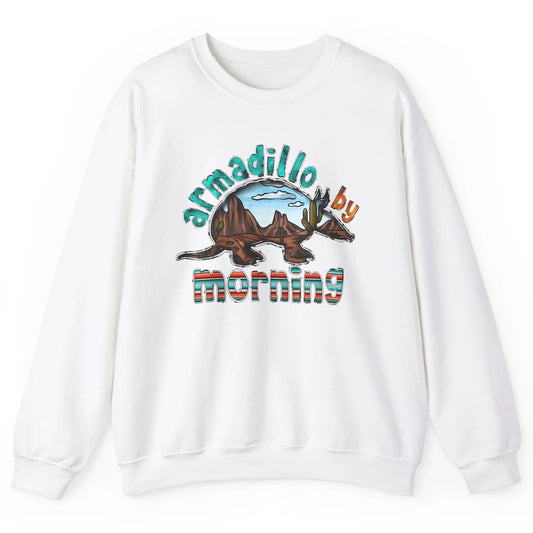 Retro Desert Sunset Armadillo By Morning Western Country Unisex Crewneck Sweatshirt