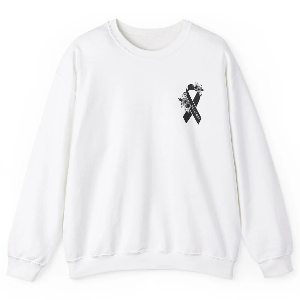 Narcolepsy Awareness Floral Black Ribbon Narcolepsy Support Unisex Crewneck Sweatshirt