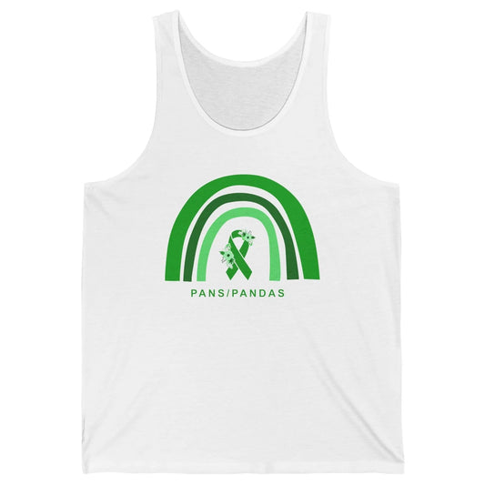 PANS/PANDAS Awareness Floral Green Ribbon Rainbow Pans Unisex Jersey Tank