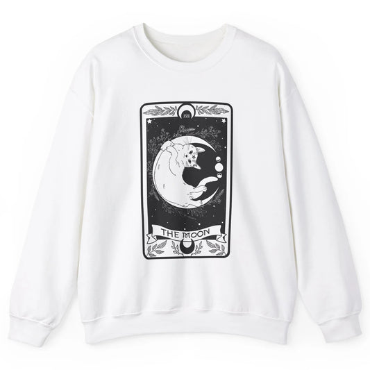 Retro Halloween Gothic Cat The Moon Tarot Card Witchcraft Unisex Crewneck Sweatshirt