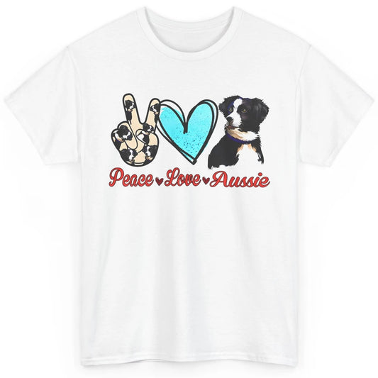 Peace Love Aussie Dog Lovers Australian Shepherd Dad Mom Classic Unisex T-Shirt
