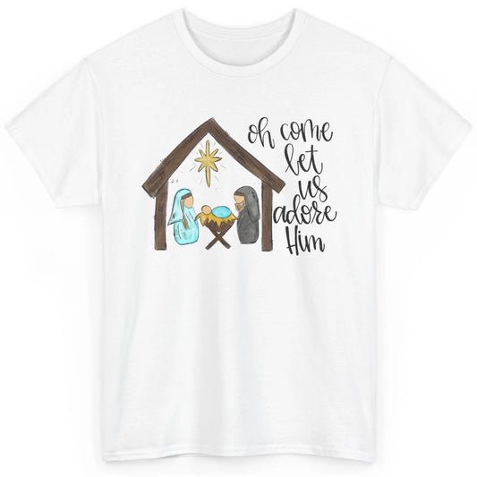 Retro Christmas Church Oh Come Let Us Adore Him Hand Drawing Classic Unisex T-Shirt