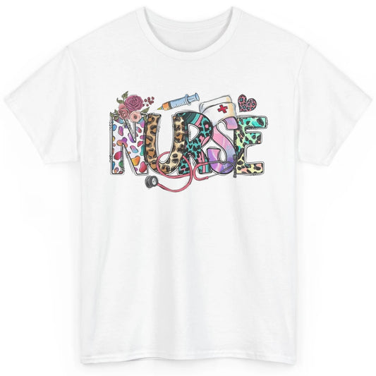 Nurse Life Nursing Registered Therapist Leopard Flower Boho Classic Unisex T-Shirt