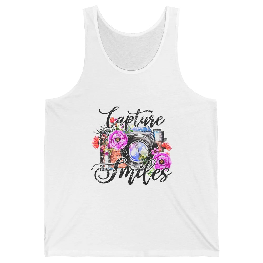 Photography Day Capture Smiles Retro Floral Camera Traveller Unisex Jersey Tank