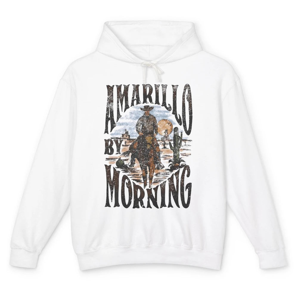 Retro Cowboy Riding Horse Desert Amarillo By Morning Western Unisex Lightweight Hoodie