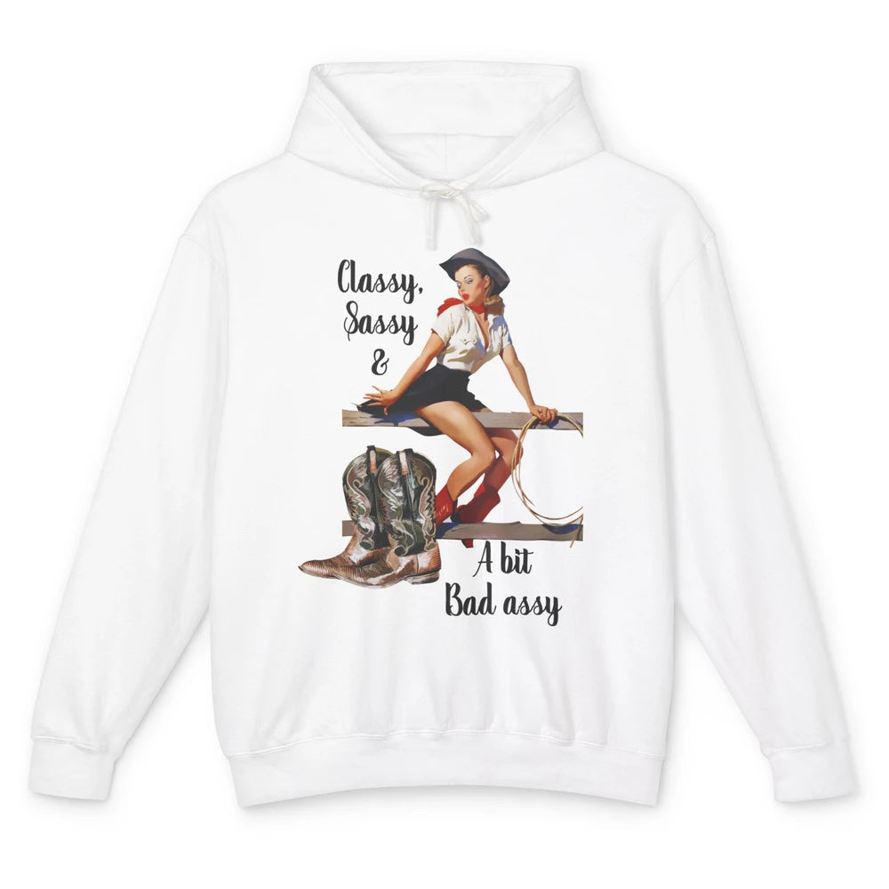 Retro Cowgirl Boots Classy Sassy Western Country Cowboy Gift Unisex Lightweight Hoodie