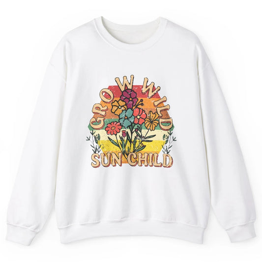 Retro Grow Wild Sun Child 70s Aesthetic Boho Western Summer Unisex Crewneck Sweatshirt