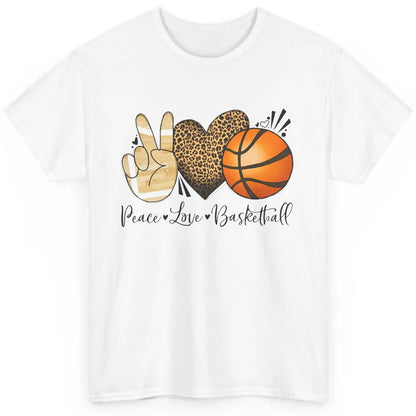 Peace Love Basketball Leopard Heart Basketball Lovers Gift Classic Unisex T-Shirt