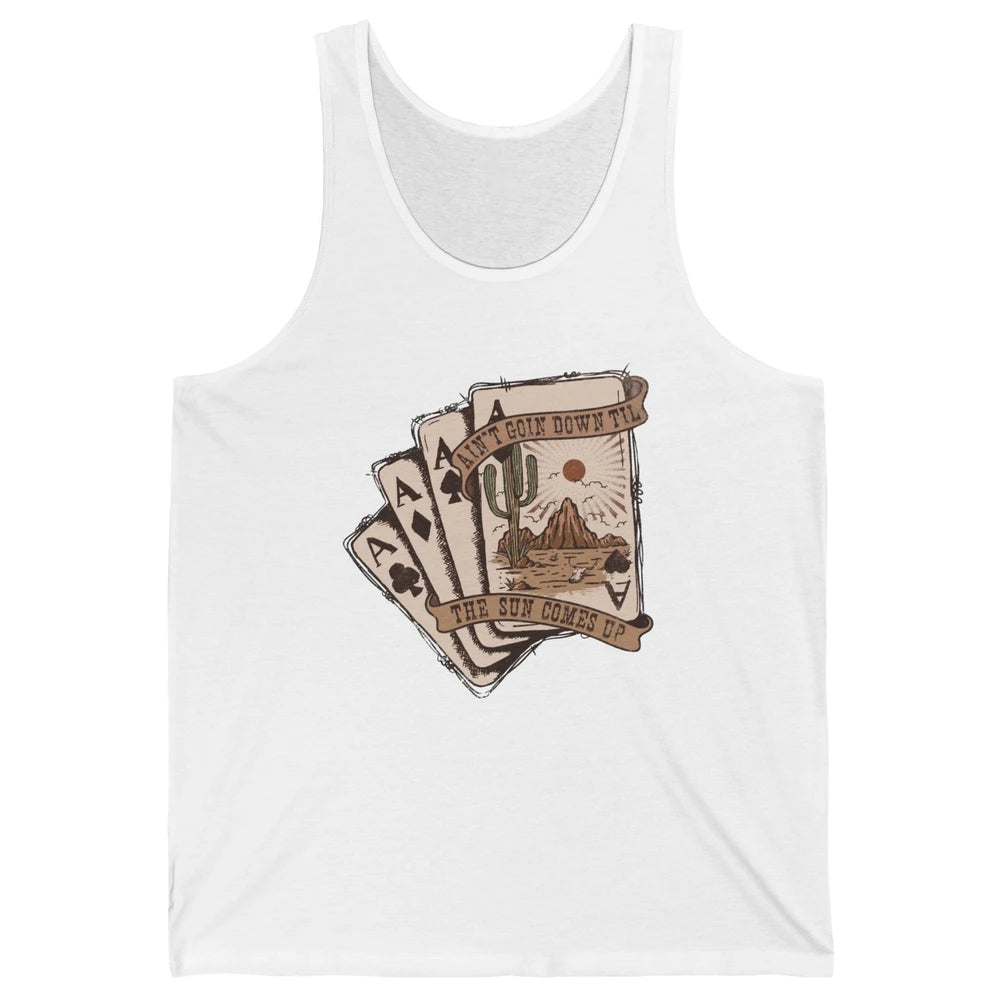 Retro Desert Sunset Cards Ain't Going Down Western Country Unisex Jersey Tank