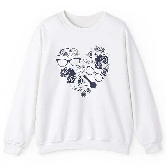 Optometrist Love Heart Symbols Optician Eye Doctor Gift Unisex Crewneck Sweatshirt