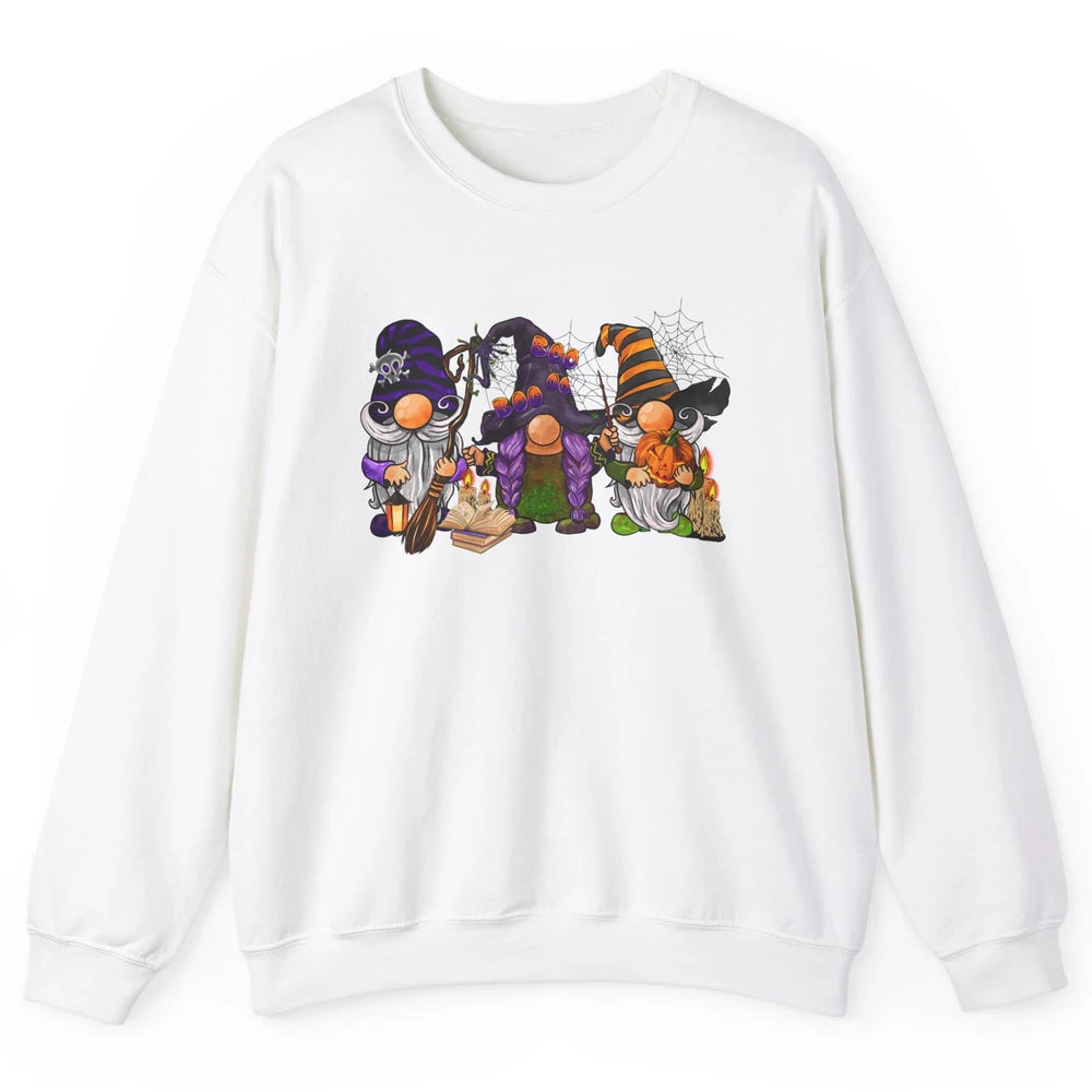 Retro Gnomes Witch Halloween Witchy Gnomies Horror Hallows Unisex Crewneck Sweatshirt