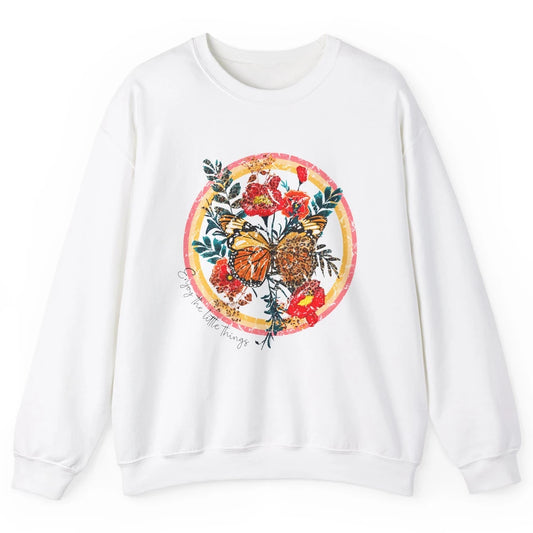 Retro Enjoy Things Butterfly Flower Mental Health Leopard Unisex Crewneck Sweatshirt