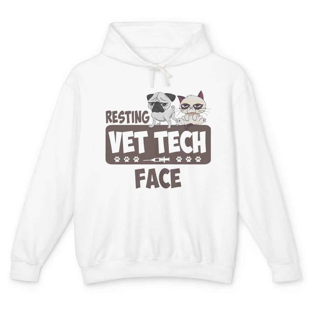 Resting Vet Tech Animal Face Nurse Veterinarian Dog Cat Paw Unisex Lightweight Hoodie