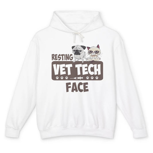 Resting Vet Tech Animal Face Nurse Veterinarian Dog Cat Paw Unisex Lightweight Hoodie