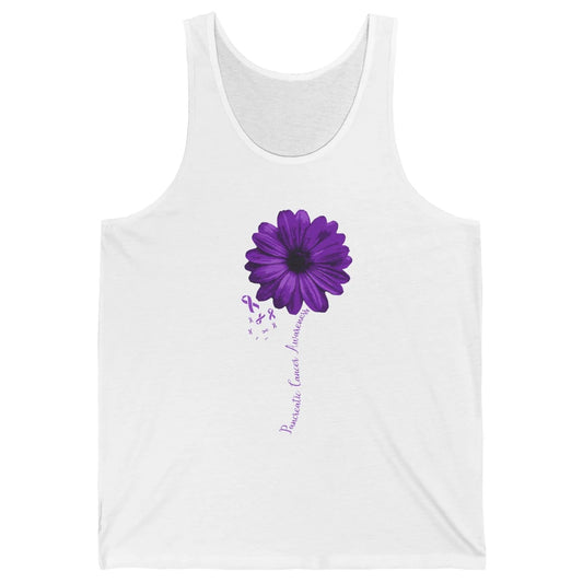 Pancreatic Cancer Awareness Purple Ribbon Daisy Flower Unisex Jersey Tank