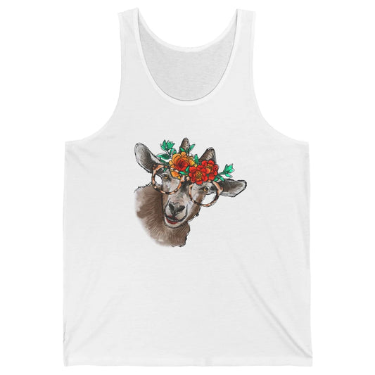 Retro Goat Glasses Flower Goat Girl Goat Lovers Gift Unisex Jersey Tank
