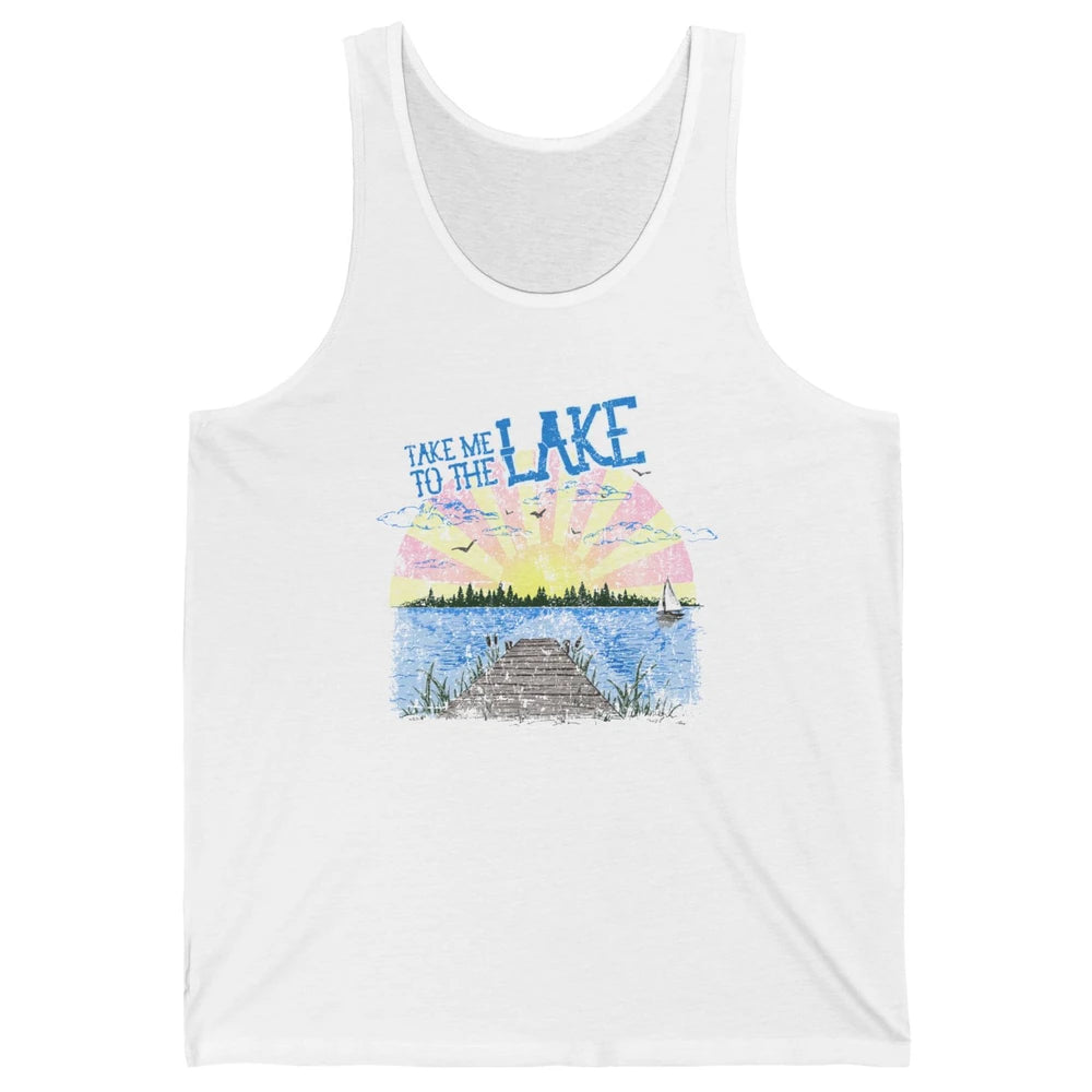 Retro Lake Life Take Me to the Lake Sunrise Summer Gift Unisex Jersey Tank