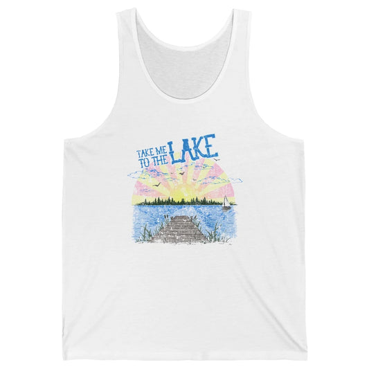 Retro Lake Life Take Me to the Lake Sunrise Summer Gift Unisex Jersey Tank