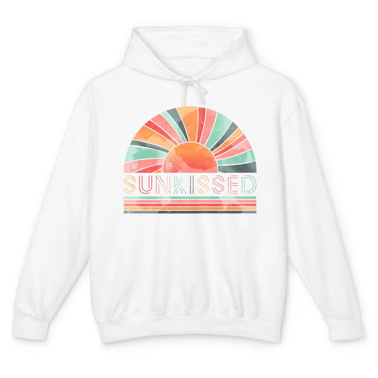 Retro Rainbow Sunkissed Summer Beach Life Vintage Boho Unisex Lightweight Hoodie