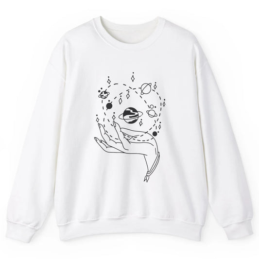 Planets Witch Hand Solar System Astrology Space Astronauts Unisex Crewneck Sweatshirt