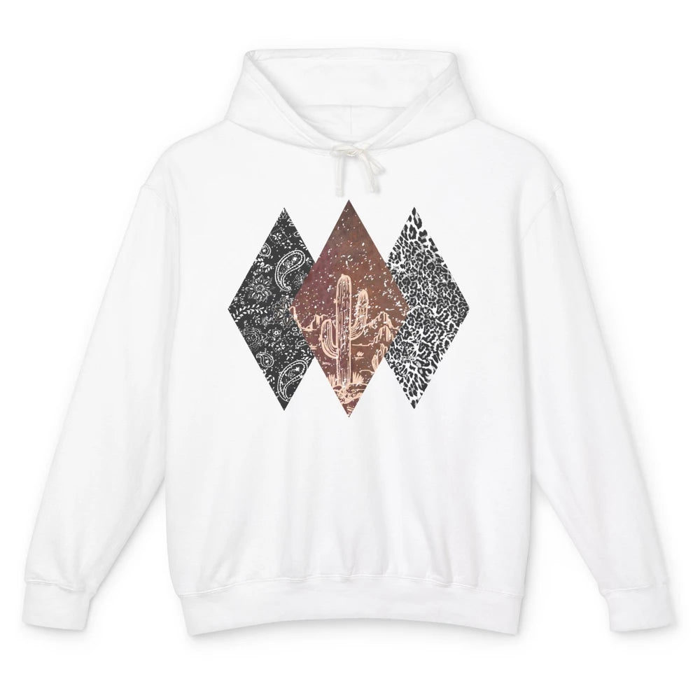 Retro Leopard Desert Cactus Sunset Western Country Cowgirl Unisex Lightweight Hoodie