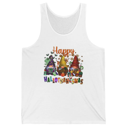 Pumpkin Gnomes Hallo-thank-mas Halloween Thanksgiving Xmas Unisex Jersey Tank