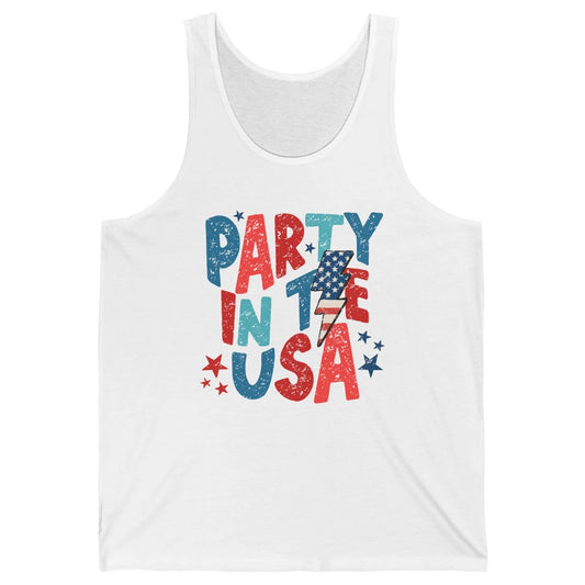 Party In The USA US Flag Lightning Bolt July 4th US Patriot Unisex Jersey Tank