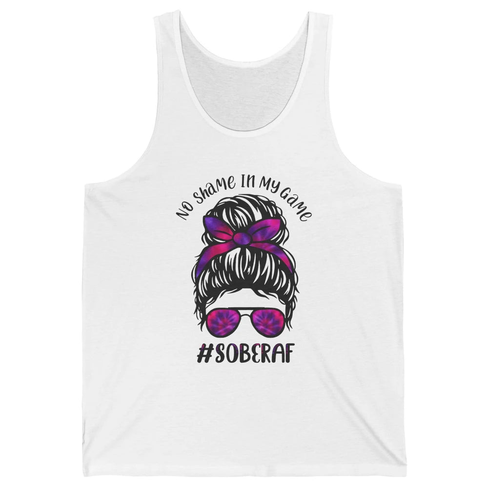 No Shame In My Game Sober AF Colorful Messy Hair Bun Support Unisex Jersey Tank