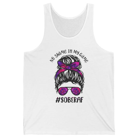 No Shame In My Game Sober AF Colorful Messy Hair Bun Support Unisex Jersey Tank