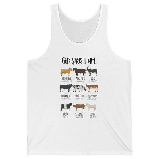 Retro Country Cows God Says I Am Bible Christian Western Unisex Jersey Tank