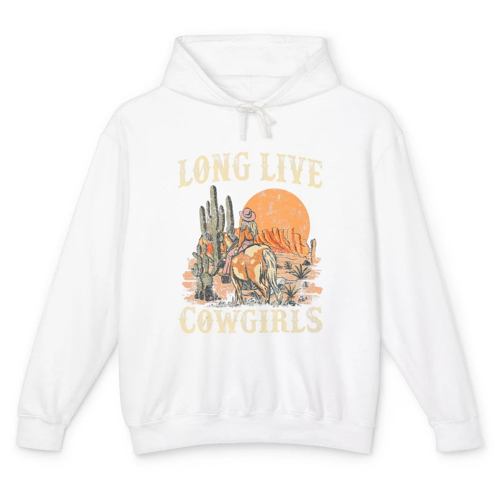 Retro Long Live Howdy Rodeo Western Desert Cowgirl Horseback Unisex Lightweight Hoodie