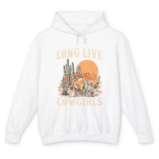 Retro Long Live Howdy Rodeo Western Desert Cowgirl Horseback Unisex Lightweight Hoodie