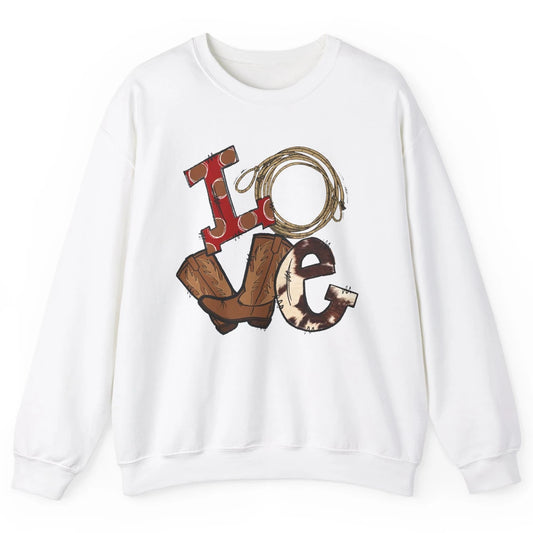 Retro Love Rodeo Cowboy Boots Lasso Western Country Cowgirl Unisex Crewneck Sweatshirt