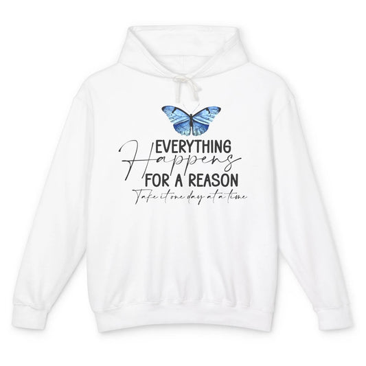 Retro Groovy Everything Happens For A Reason Inspirational Unisex Lightweight Hoodie
