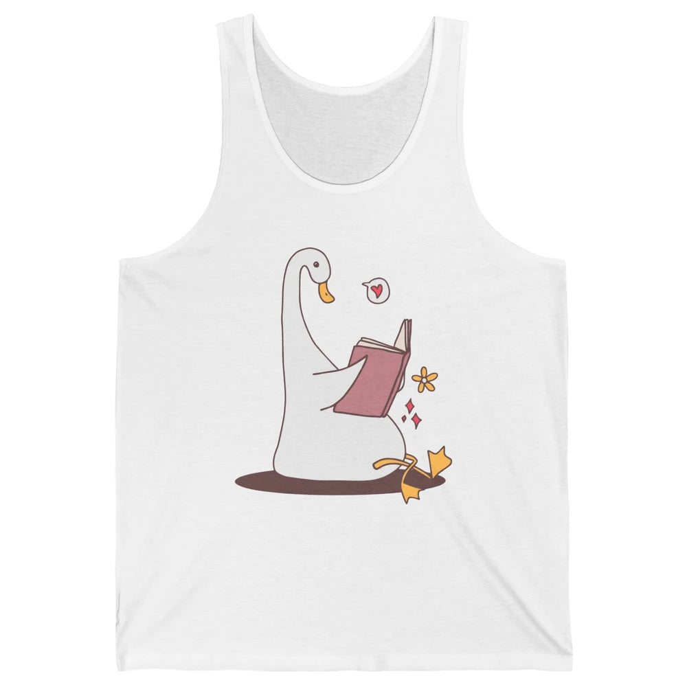 Funny Silly Goose Book Reading Goose Book Lovers Bookish Unisex Jersey Tank