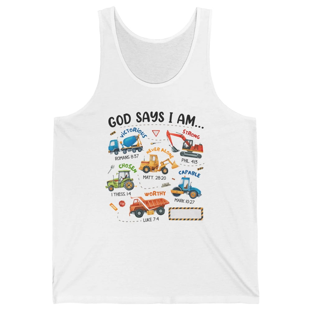 Construction Boy Christian God Say I'm Bible Verse Religious Unisex Jersey Tank