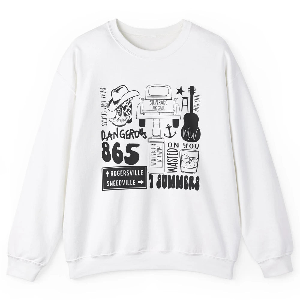 Retro Cowboy Boot Hat Sand In My Boots Western Country Music Unisex Crewneck Sweatshirt