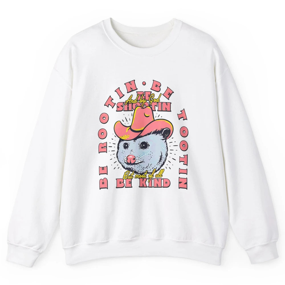 Opossum Be Rootin Tootin Funny Raccoon Street Wild Animal Unisex Crewneck Sweatshirt