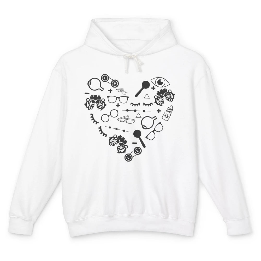 Optometry Symbols Heart Eyeglasses Spectacles Optician Life Unisex Lightweight Hoodie