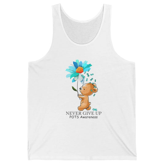 POTS Awareness Keep Going Daisy Bear Turquoise Sunflower Unisex Jersey Tank