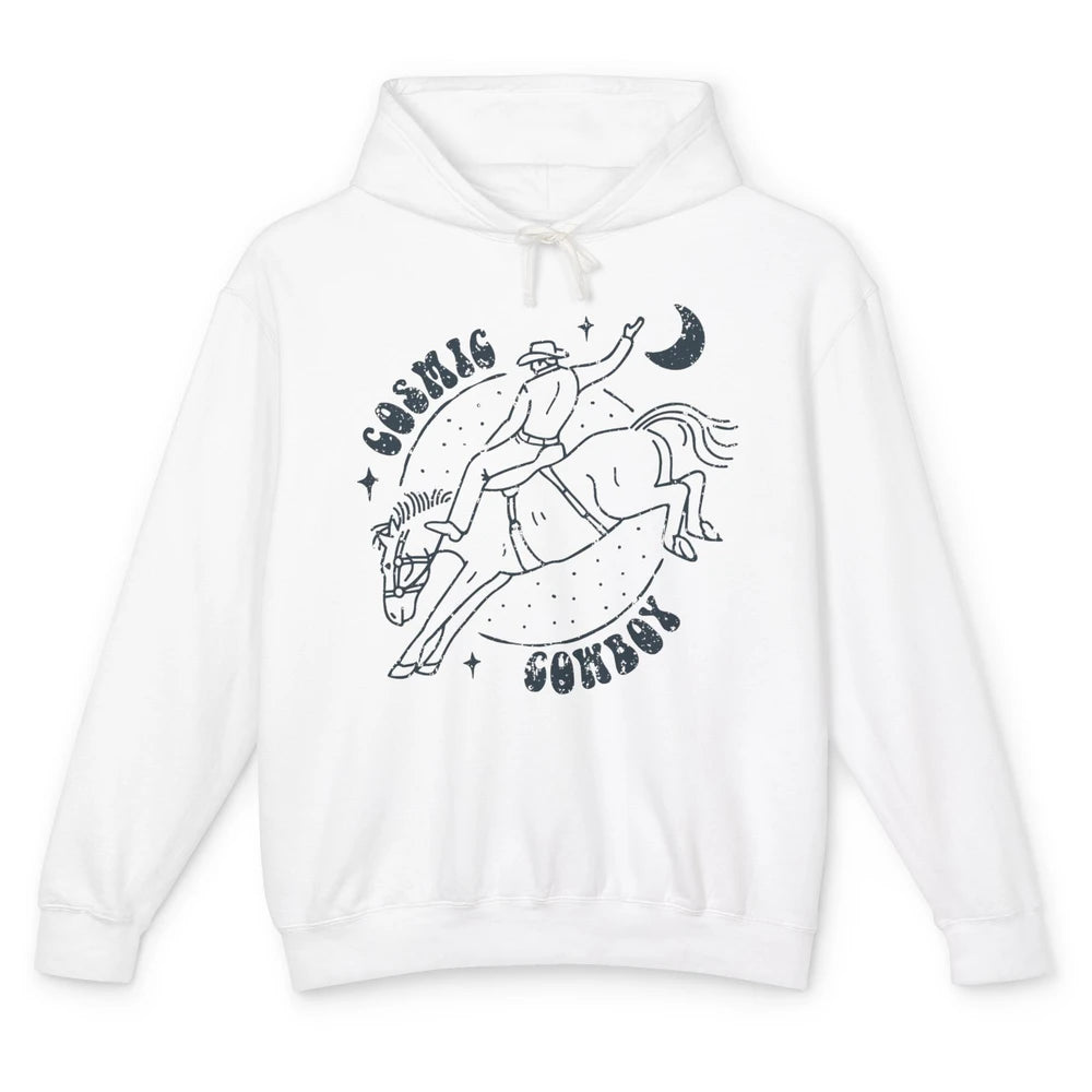 Retro Cowboy Riding Cosmic Cowboy Western Country Cowgirl Unisex Lightweight Hoodie
